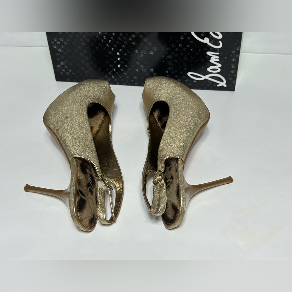 Sam Edelman Metallic Gold Slingback Evelyn A4794L6700 Platform Pumps heels 8.5 - Picture 10 of 16